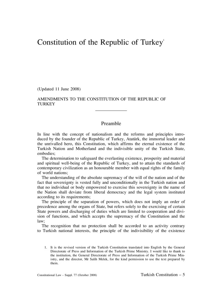 evrak - Constitution of the Republic of Turkey